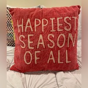 Mud Pie "Happiest Season Of All" Washed Canvas Pillow